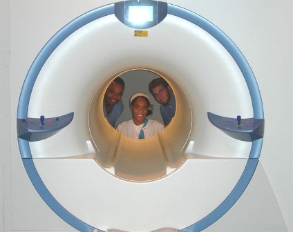 View from the inside of an MRI scanner